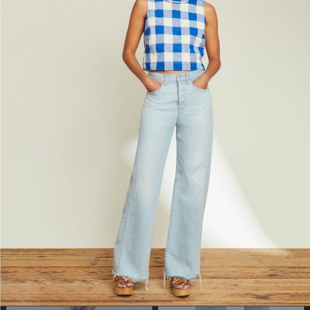 SLVRLAKE Wide Leg Grace Straight Leg Light Copped Jeans. Size 30